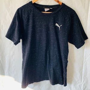 Puma Black & White Marl Short Sleeve Tee Shirt